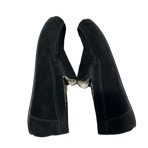 VINCE mens Gomez black suede faux fur lined slip on loafers | SZ 10