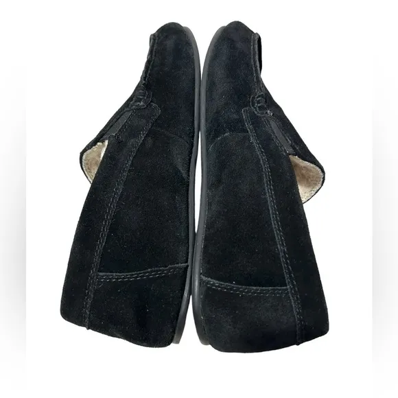 VINCE mens Gomez black suede faux fur lined slip on loafers | SZ 10
