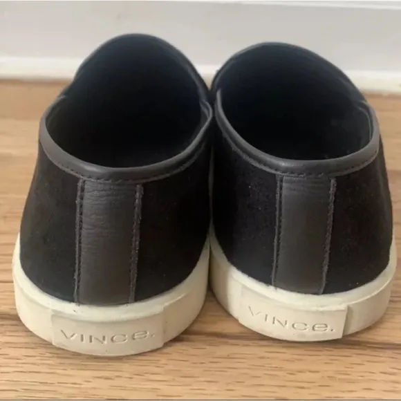 VINCE Preston Black Suede Leather Sneakers Women's Size 8 Slip On