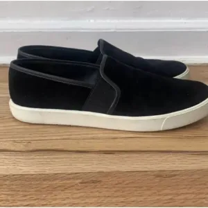 VINCE Preston Black Suede Leather Sneakers Women's Size 8 Slip On