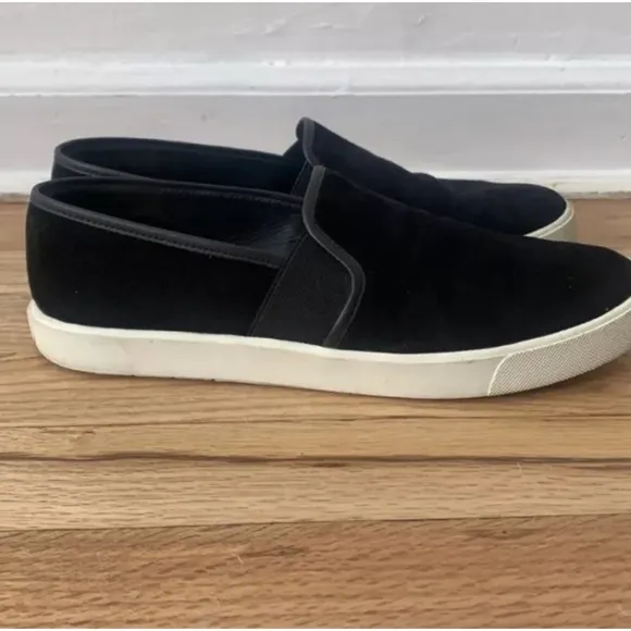 VINCE Preston Black Suede Leather Sneakers Women's Size 8 Slip On