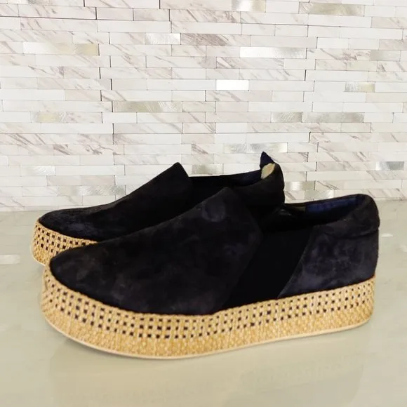 Vince Shoes Womens Leather‎ Chelsea Casual Sneakers Low Top Slip On Blue Suede
