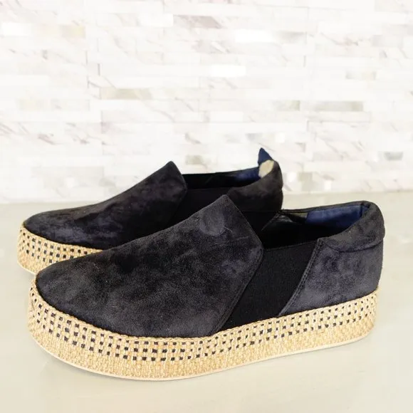 Vince Shoes Womens Leather‎ Chelsea Casual Sneakers Low Top Slip On Blue Suede
