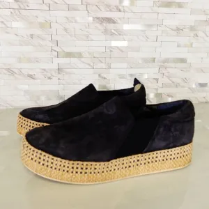 Vince Shoes Womens Leather‎ Chelsea Casual Sneakers Low Top Slip On Blue Suede