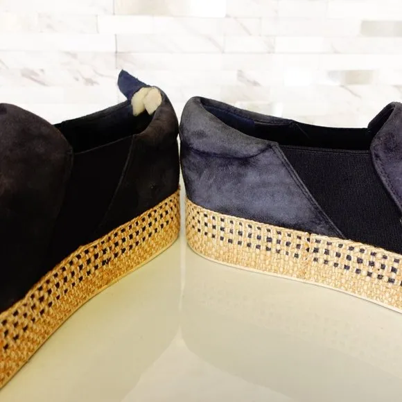 Vince Shoes Womens Leather‎ Chelsea Casual Sneakers Low Top Slip On Blue Suede