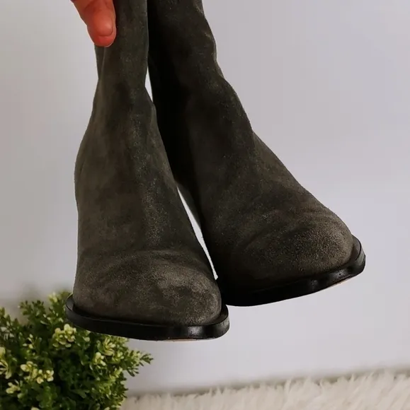VINCE Suede Heel Ankle Boots Pointed Toes