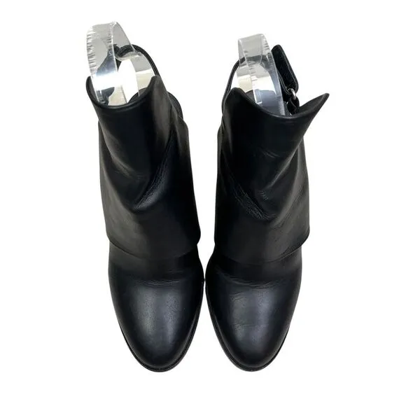 Vince Womens Booties Jody Leather Slingback‎ Block Heel Black 8.5M Made in Italy