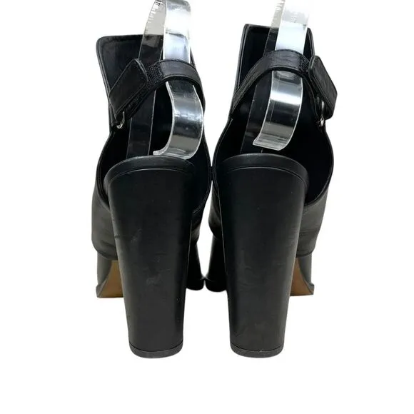 Vince Womens Booties Jody Leather Slingback‎ Block Heel Black 8.5M Made in Italy
