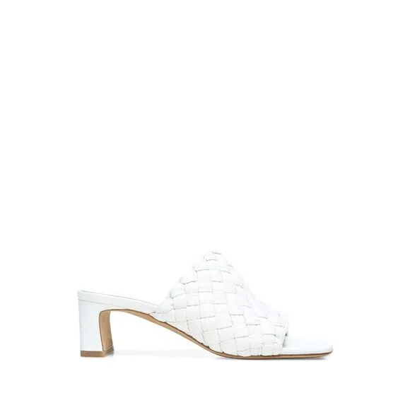 VINCE. Womens White Penley Block Heel Slip On Leather Heeled Mules Shoes 6.5 M