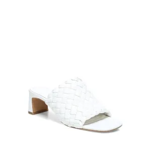 VINCE. Womens White Penley Block Heel Slip On Leather Heeled Mules Shoes 6.5 M