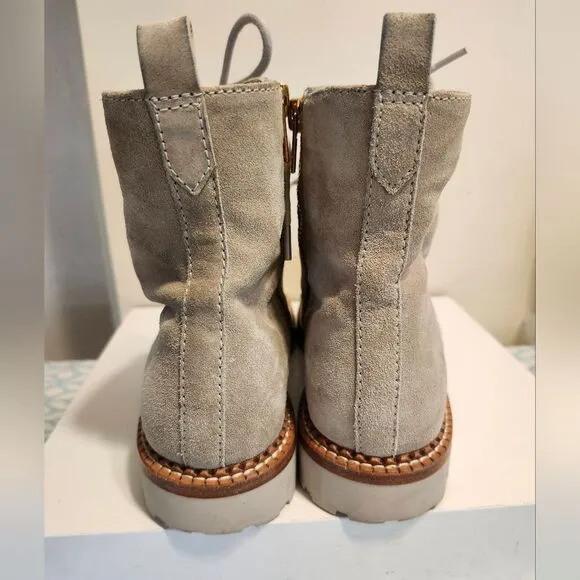 Vince &quot;Cabria&quot; Cream Water-Repellant Suede Lug Sole Combat Boots SZ.7 Ret.$395