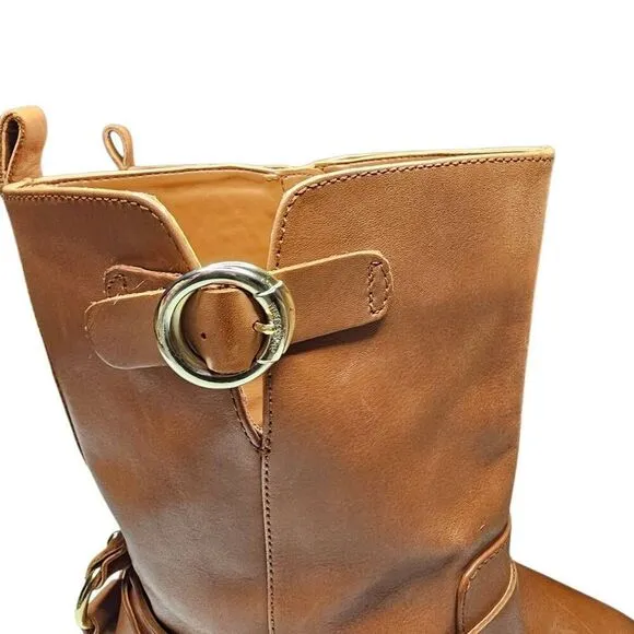 Vince Camuto Brown Leather Buckle Kerivini Boots Distressed Size 10