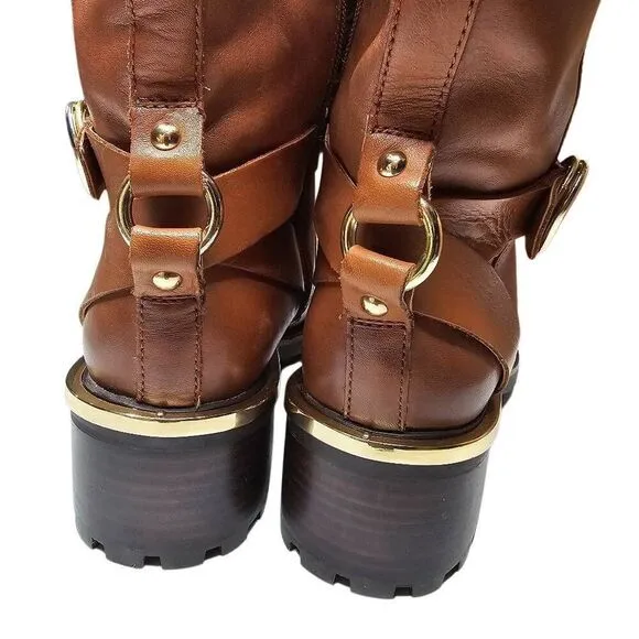 Vince Camuto Brown Leather Buckle Kerivini Boots Distressed Size 10