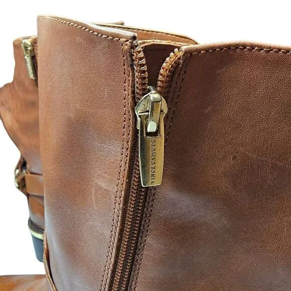 Vince Camuto Brown Leather Buckle Kerivini Boots Distressed Size 10