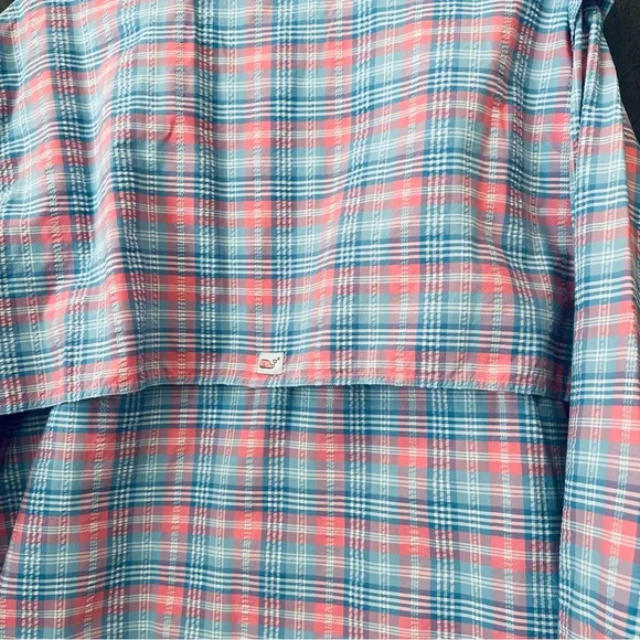 VINEYARD VINES HARBOR SHIRT FISHING LONG SLEEVE ACTIVE PINK WHITE BLUE PLAID L