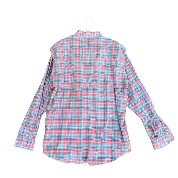 VINEYARD VINES HARBOR SHIRT FISHING LONG SLEEVE ACTIVE PINK WHITE BLUE PLAID L