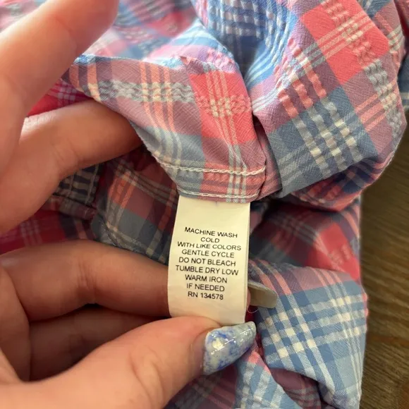 VINEYARD VINES HARBOR SHIRT FISHING LONG SLEEVE ACTIVE PINK WHITE BLUE PLAID L