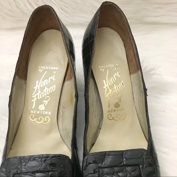Vintage 1950s Alligator Pumps Henri Flatow Heels