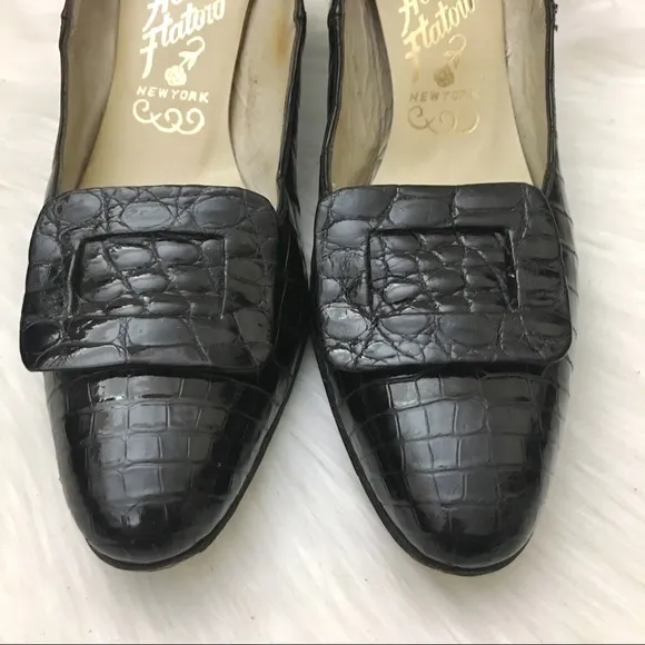 Vintage 1950s Alligator Pumps Henri Flatow Heels