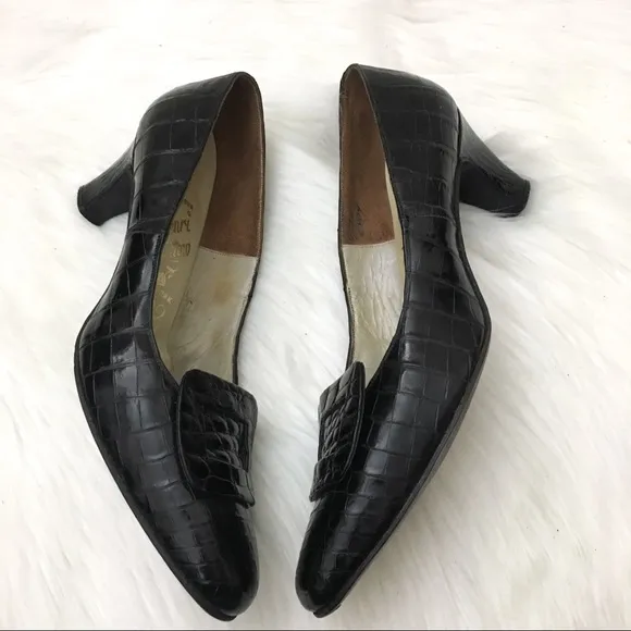 Vintage 1950s Alligator Pumps Henri Flatow Heels