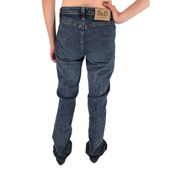 Vintage 1990s Y2K Dolce &amp; Gabbana Womens Sz 4 Dark Wash Bootcut Blue Jeans