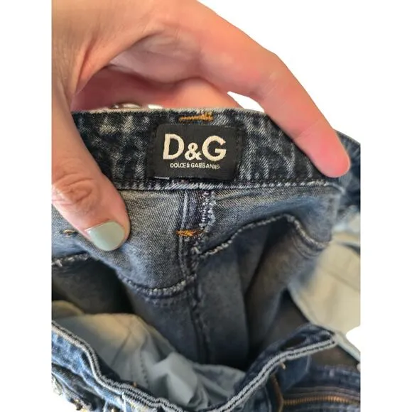 Vintage 1990s Y2K Dolce &amp; Gabbana Womens Sz 4 Dark Wash Bootcut Blue Jeans