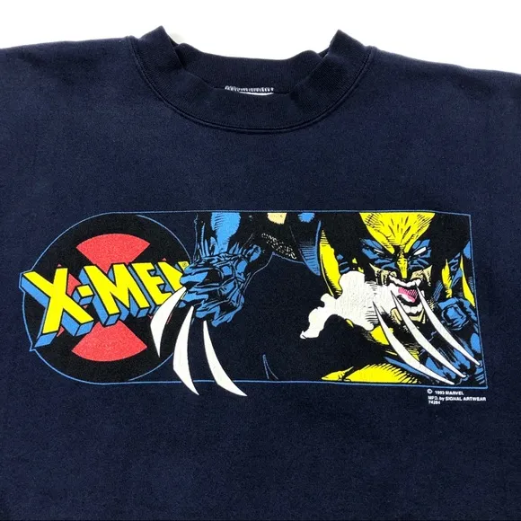 Vintage 1993 Marvel Wolverine X Men Crewneck Pullover Sweater Size Large