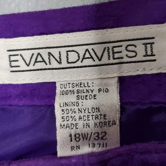 Vintage 90s Evan Davies II Purple Suede Pencil Skirt, 18W