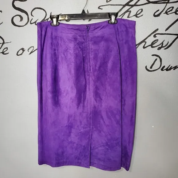 Vintage 90s Evan Davies II Purple Suede Pencil Skirt, 18W