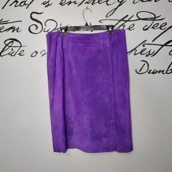 Vintage 90s Evan Davies II Purple Suede Pencil Skirt, 18W