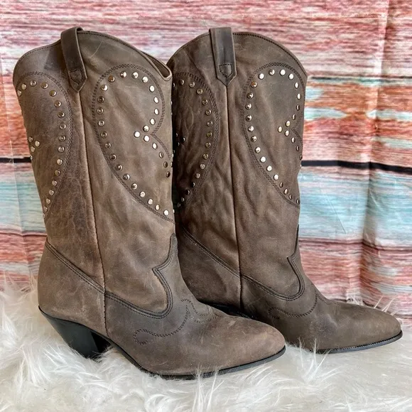 Vintage Acme Leather Western Cowboy Studded Boots
