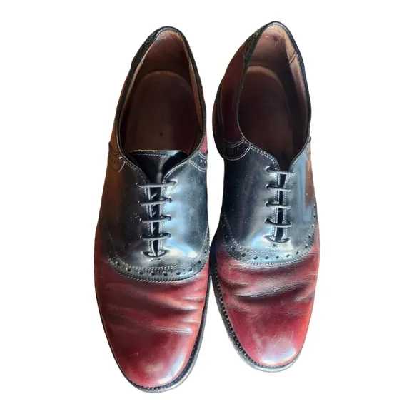 Vintage Allen Edmonds Shelton Saddle Oxford Dress Shoes 8D Brogue Cherry Leather