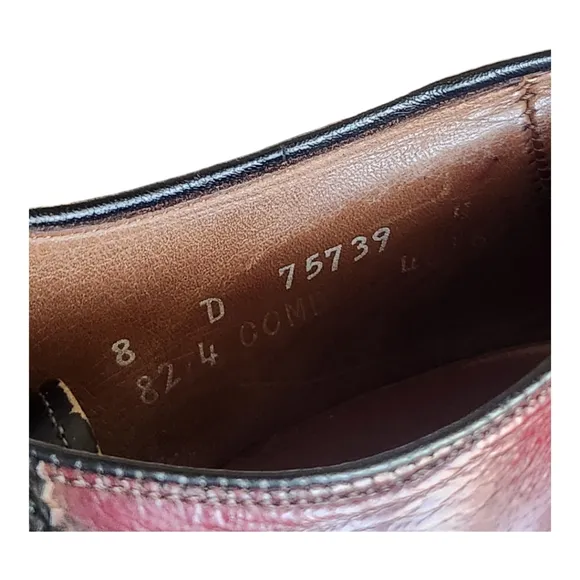 Vintage Allen Edmonds Shelton Saddle Oxford Dress Shoes 8D Brogue Cherry Leather