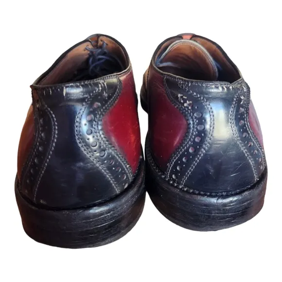Vintage Allen Edmonds Shelton Saddle Oxford Dress Shoes 8D Brogue Cherry Leather