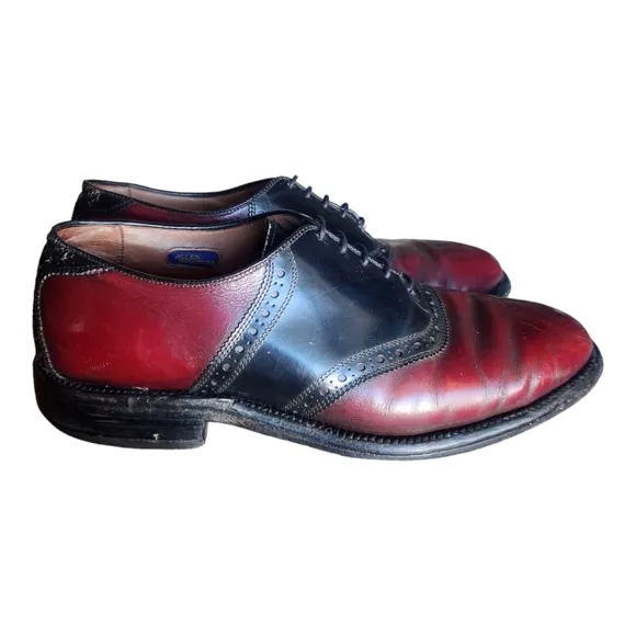 Vintage Allen Edmonds Shelton Saddle Oxford Dress Shoes 8D Brogue Cherry Leather
