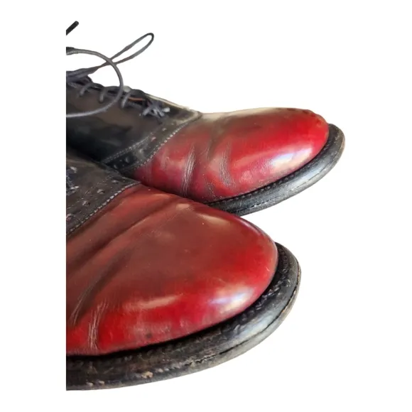 Vintage Allen Edmonds Shelton Saddle Oxford Dress Shoes 8D Brogue Cherry Leather