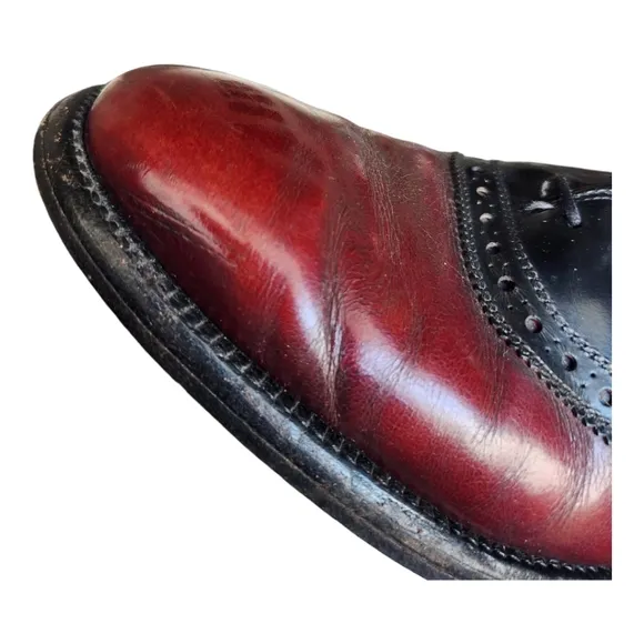 Vintage Allen Edmonds Shelton Saddle Oxford Dress Shoes 8D Brogue Cherry Leather