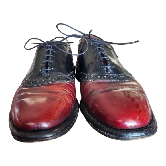Vintage Allen Edmonds Shelton Saddle Oxford Dress Shoes 8D Brogue Cherry Leather