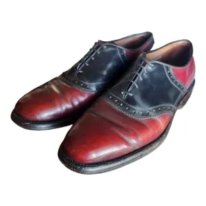 Vintage Allen Edmonds Shelton Saddle Oxford Dress Shoes 8D Brogue Cherry Leather
