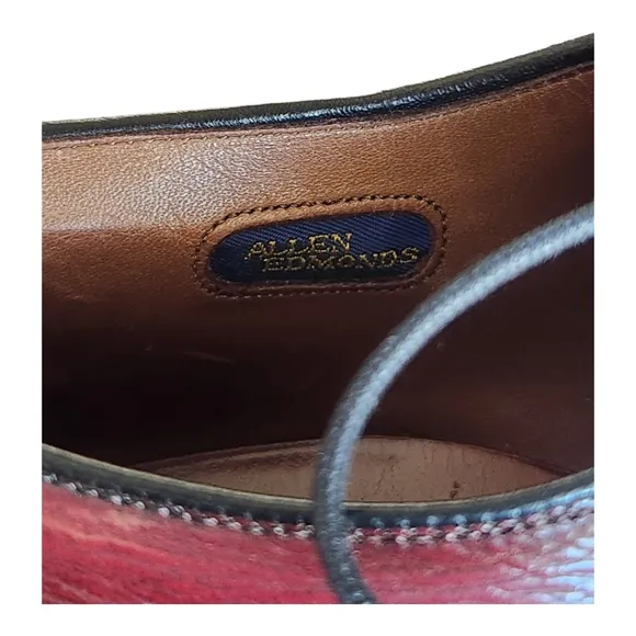 Vintage Allen Edmonds Shelton Saddle Oxford Dress Shoes 8D Brogue Cherry Leather