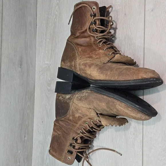 Vintage Ariat Men's 32525 Brown Lace Up Leather Boots Shoes Sz 7.5D