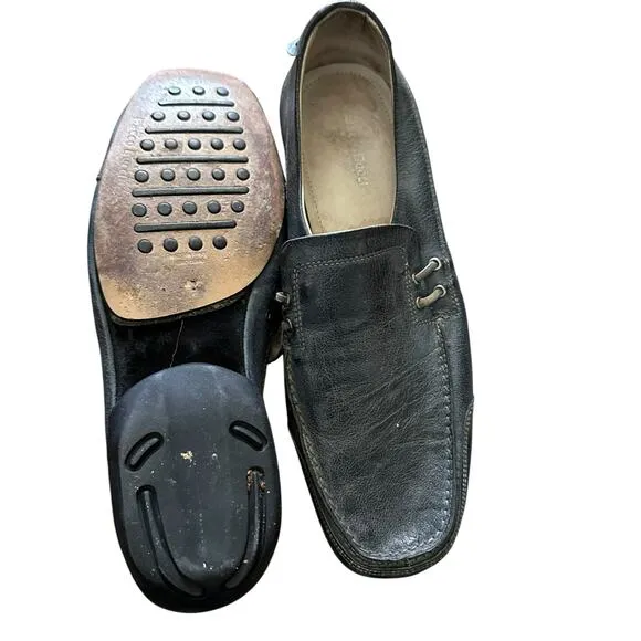 Vintage Bacco Bucci Men's Black Leather Slip-On Loafer Shoes Size 7