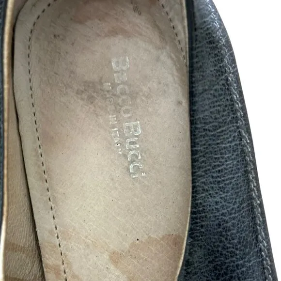 Vintage Bacco Bucci Men's Black Leather Slip-On Loafer Shoes Size 7