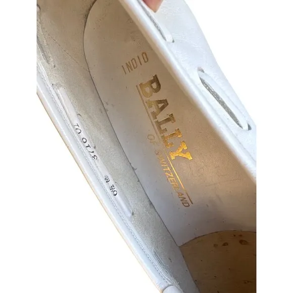 Vintage Bally Of Switzerland White Leather Tassel Loafers Mens Shoes Size 6.5 M