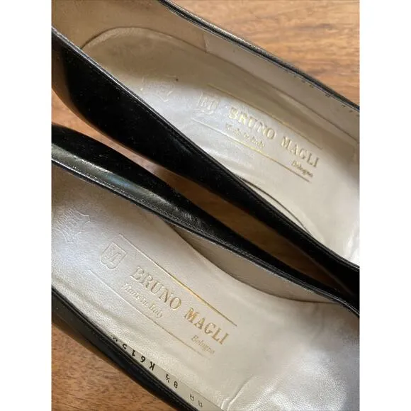 Vintage Bruno Magli shoes black leather pumps