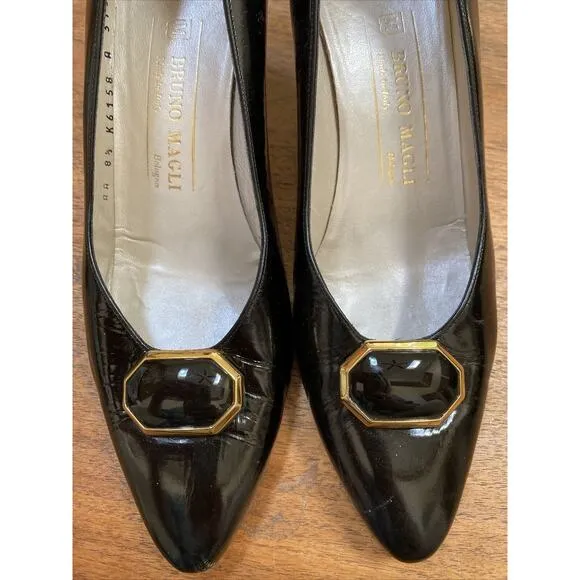 Vintage Bruno Magli shoes black leather pumps