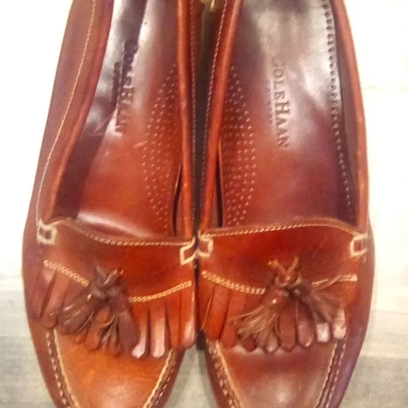 Vintage Cole Haan y2k County Slip On Genuine  Leather Tassels Man Shoes size 10