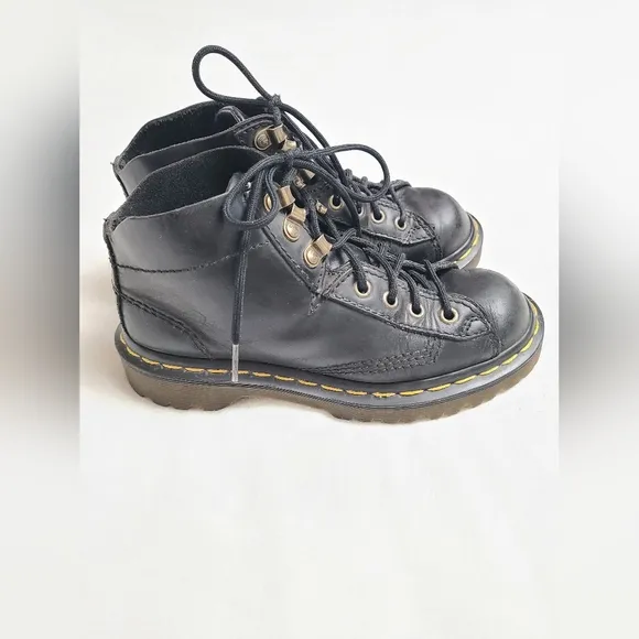 Vintage Dr. Martens Lace-Up Boots Kid's Size 3 Black Leather Classic Casual