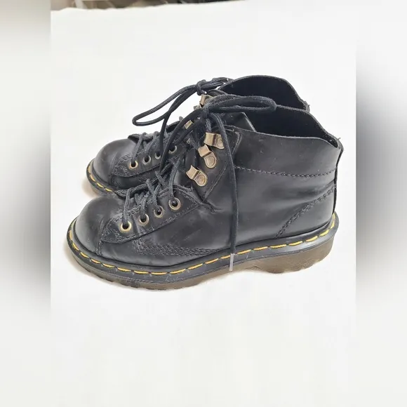 Vintage Dr. Martens Lace-Up Boots Kid's Size 3 Black Leather Classic Casual