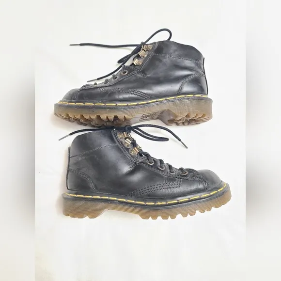 Vintage Dr. Martens Lace-Up Boots Kid's Size 3 Black Leather Classic Casual